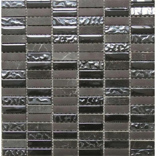 Natura Black staklo-kamen mozaik pločice 30x30