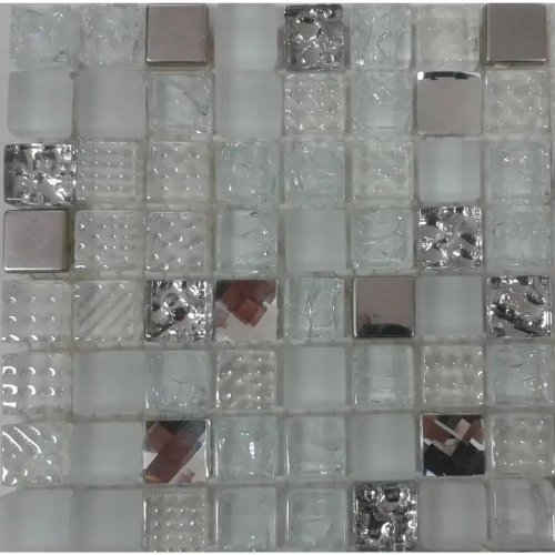 Diamond White stakleni mozaik pločica 30x30