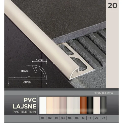 bež pvc lajsna za pločice 10mm