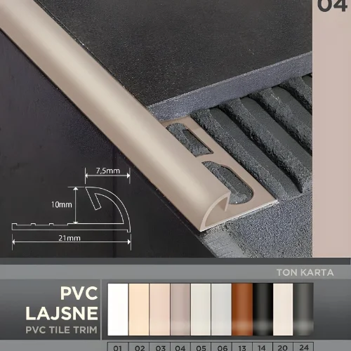 pvc lajsna tamno bež 10mm