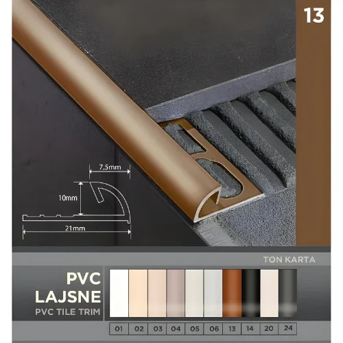 lajsna za pločice 10mm braon