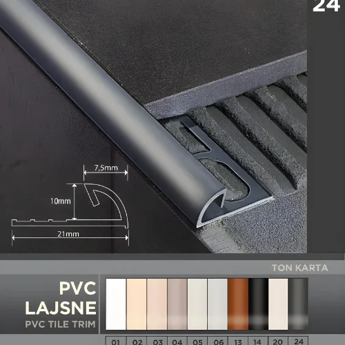 pvc lajsna antracit siva 10mm