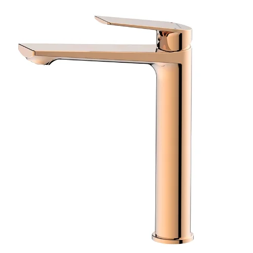 Visoka slavina za lavabo zlatno-roze