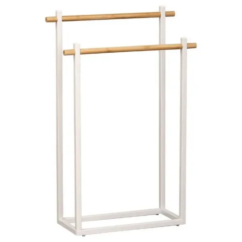 Tendance Držač Peškira sa Dve Prečke 53x20x82cm Metal Bambus/Bela 96164210