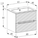 Rigo 600BX Rovere Farnia Lavabo E-8099-60 Matt Black