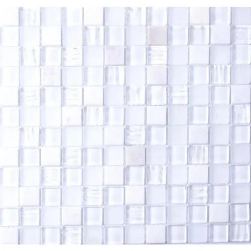 Beli staklo-kamen mozaik 30×30