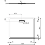 Ultra Flat Tuš Kada 100x80 T446801 tehnički crtež