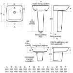 Ventuno Lavabo 60 T043201 tehnički crtež