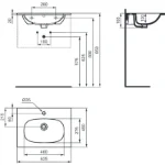 Ugradni crni lavabo 63 cm