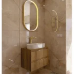 Braon ormarić za lavabo drvo dekor