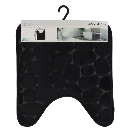 Microfiber Toilet Mat Memory Foam Pebble 45x50 cm Black