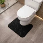 Crna toalet prostirka od mikrofibera sa memory foam punjenjem