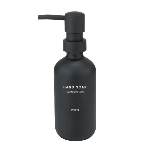 Crni stakleni dozer za sapun 250 ml
